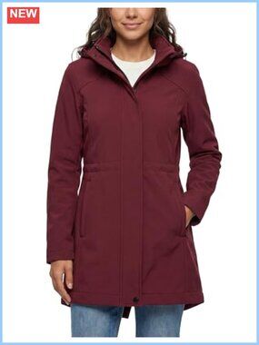 Women's Waterproof Softshell Fleece Lined Winter Coat Hooded Windproof Jacket